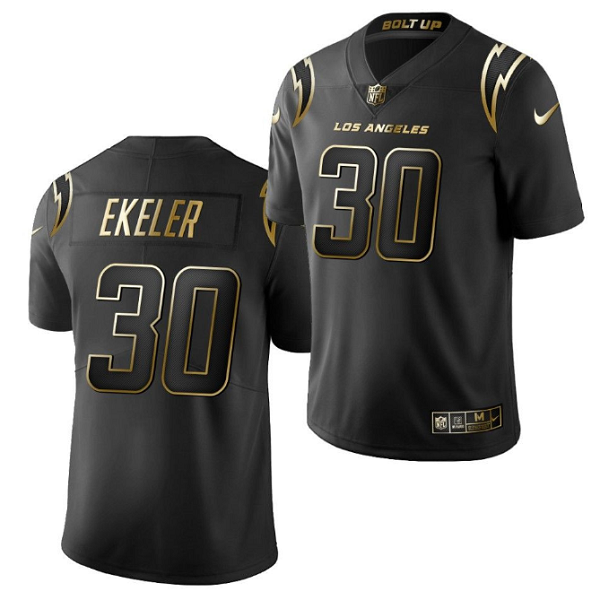 Men's Los Angeles Chargers #30 Austin Ekeler Golden Black Limited Stitched Football Jersey